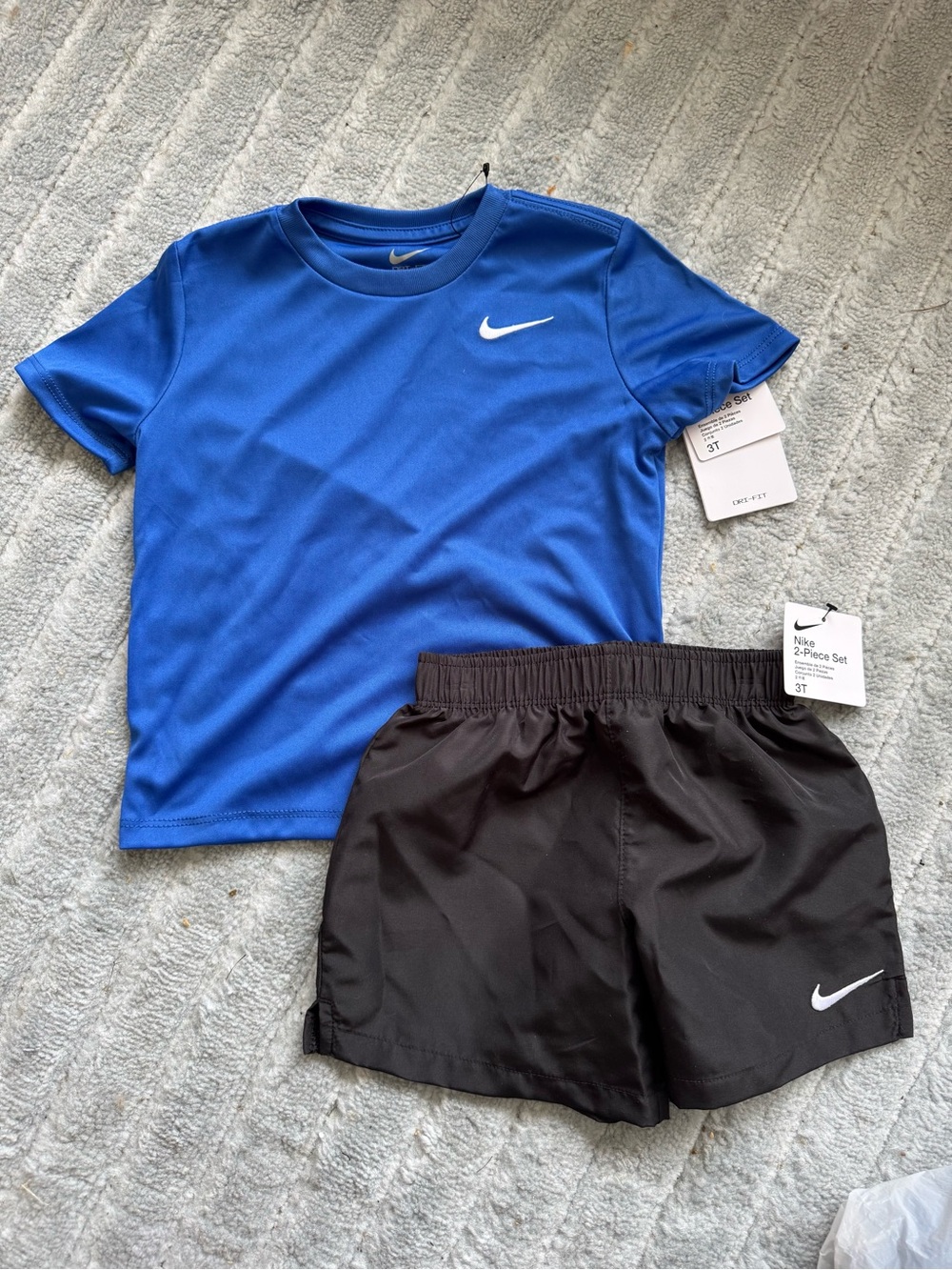 Nike Blue Tee with Black Athletic Shorts Set